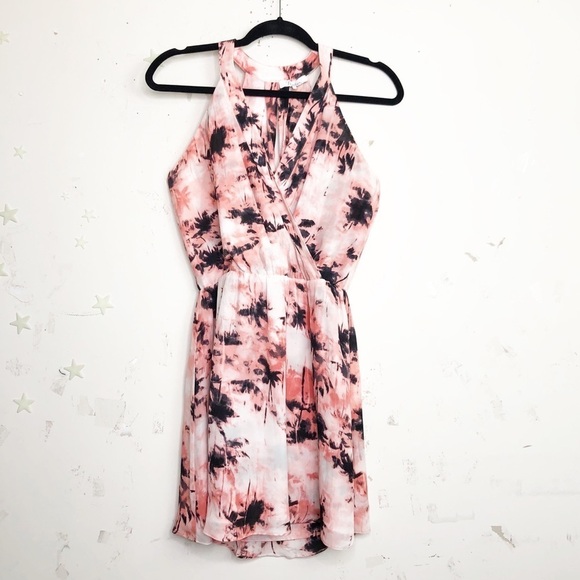 PARKER palm tree pink wrap front and back Silk mini dress - Picture 14 of 15